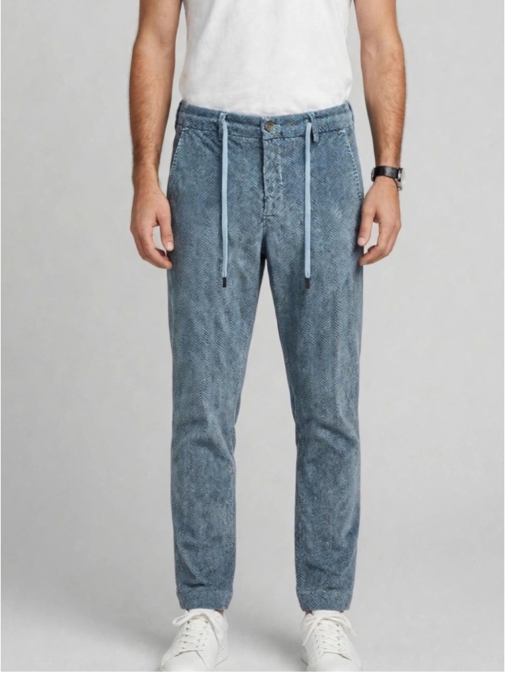 Myths Light Blue Herringbone Drawstring Pants ( US 30) IT 46